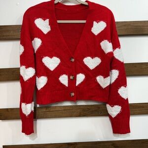 Red Heart Patterned Women's Sweater